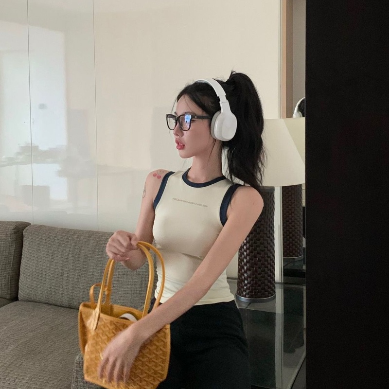 Áo tanktop COZOKC không tay dáng ôm màu tương phản thời trang quyến rũ cho nữ