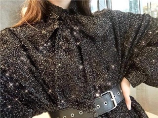 Sơmi nhũ thắt nơ (Có Sẵn)✨✨✨