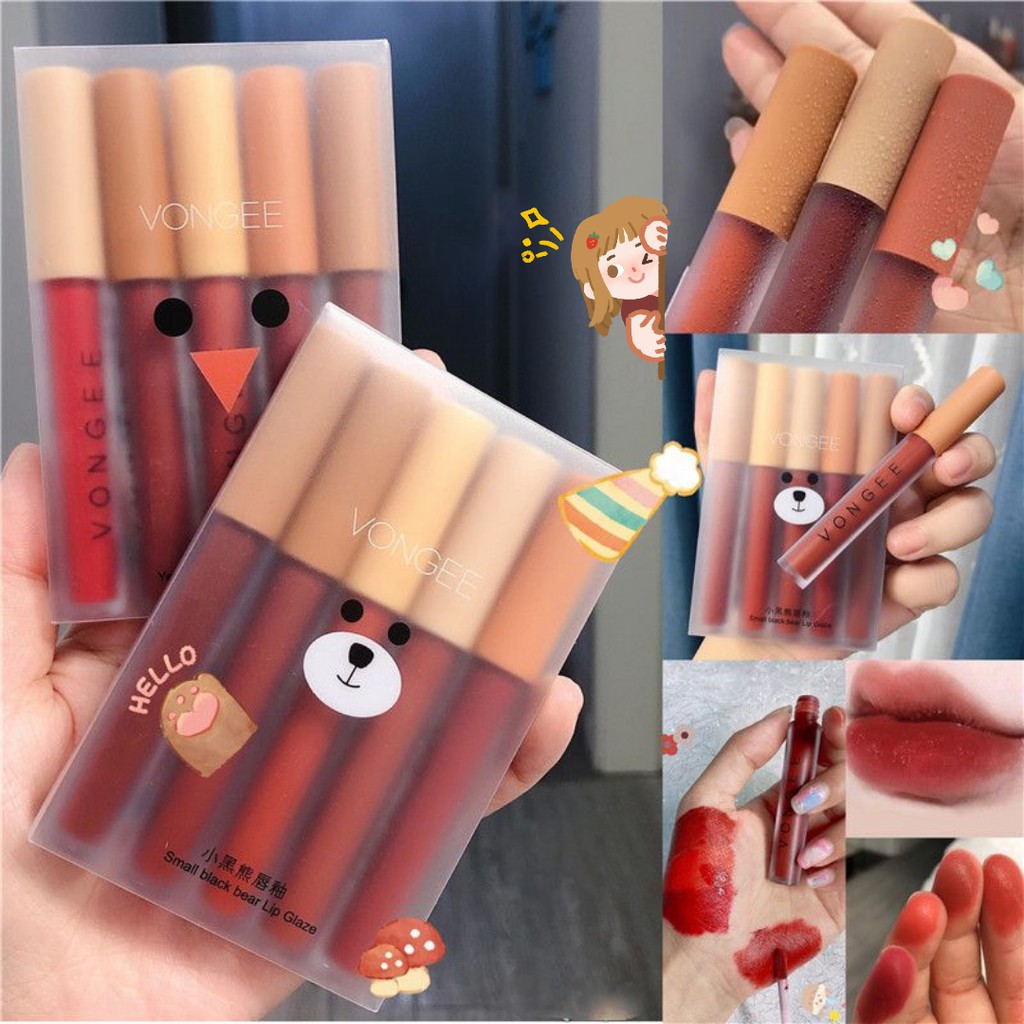 [Hàng mới về] Set 5 son môi lì VONGEE khô nhanh lâu trôi không thấm nước | BigBuy360 - bigbuy360.vn