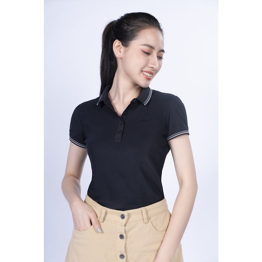 Áo Polo Nữ Nova Livan Sport Màu Đen Kháng Khuẩn Thoáng Khí Không Nhăn Cổ Bo Cao Cấp