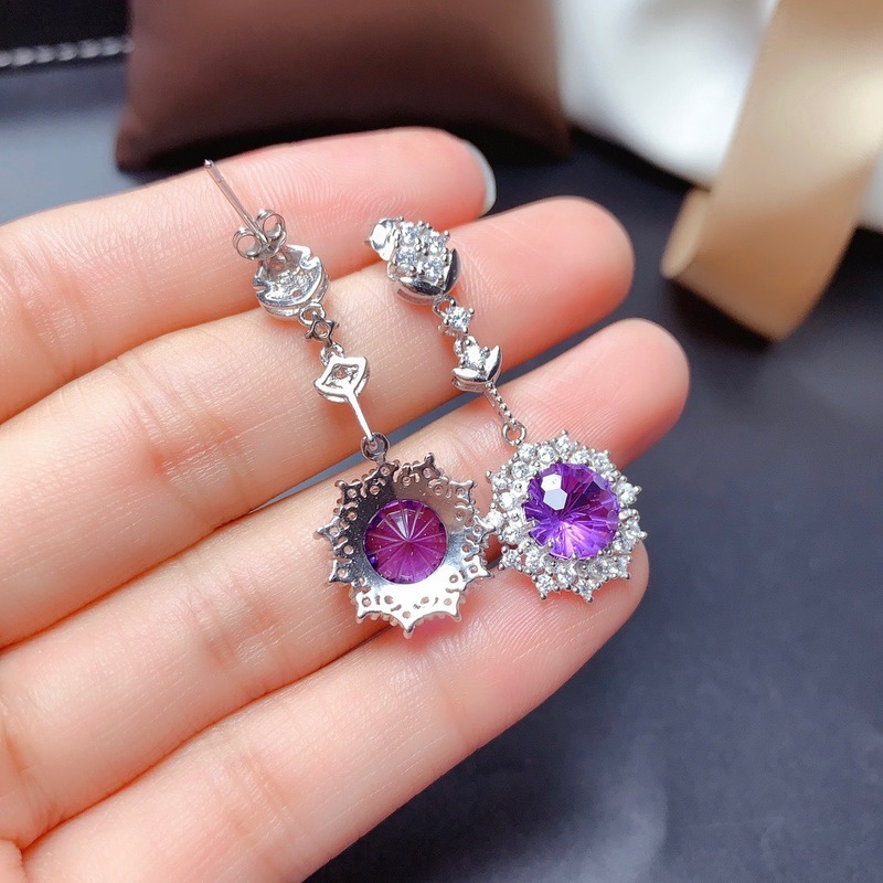 New Amethyst Rings Pendantss Set Necklace Platinum