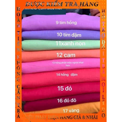 Vải Linen Boi Hàn Quốc 25k.1m có 16 màu. vải 100% cotton siêu mát, May Váy áo cho em bé! shopamei