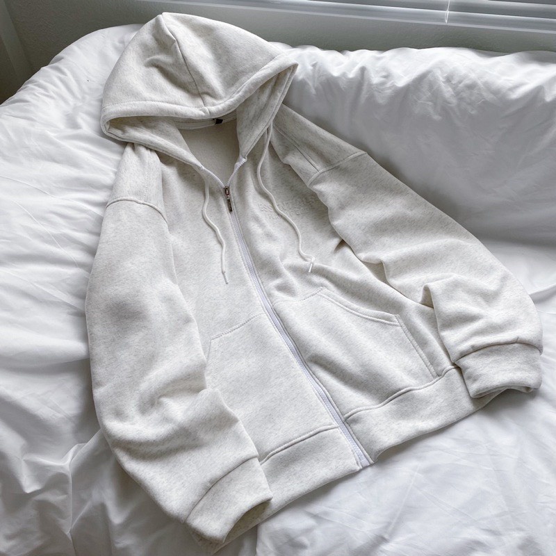 Áo Khoác dây kéo in chữ nổi ESS 2 màu Xám/Xanh Unisex nam nữ siêu đẹp (hình thật) tại Boin Store