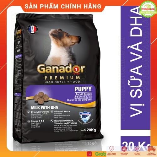 [HSD 1/2022] Bao 20kg Thức ăn cho chó con Ganador  FREESHIP  Gói 400g Ganador Premium Puppy vị Milk with DHA 20kg
