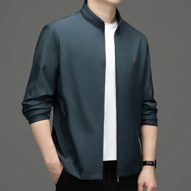 Áo Khoác Cổ Đứng Tay Dài Dáng Ôm Màu Trơn Có Khóa Kéo Thời Trang Công Sở Cho Nam