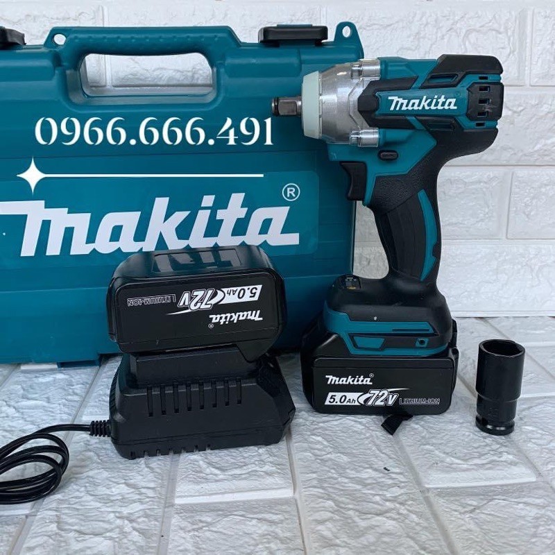 Máy Siết Bulong 20V 380N.m - Vặn Ốc Bulong Tốc Độ Cao Chân Pin Makita - Không Chổi Than - Tặng Đầu Bulong 2 trong 1