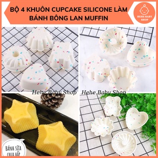 Bộ 4 khuôn cupcake silicon làm bánh bông lan cupcake muffin