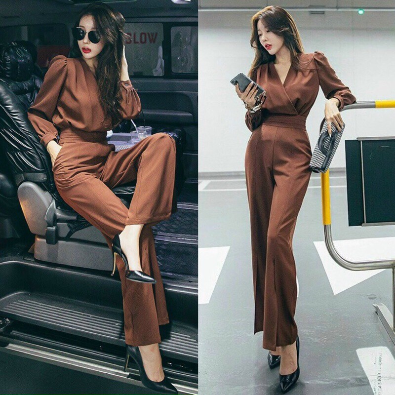 Jump dài cổ V tay dài bo phồng M L XL