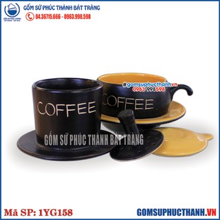 Phin pha cafe bằng gốm sứ Bát Tràng lòng Vàng