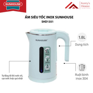 Ấm siêu tốc inox 2 lớp 1.8l sunhouse shd1351