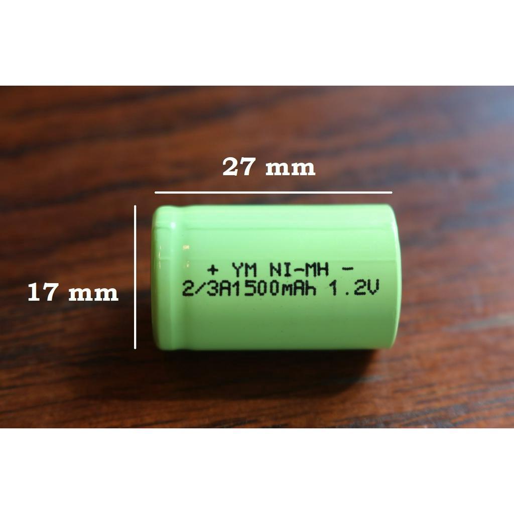 Pin công nghiệp Ni-mh 2/3A 1500mAh 1.2V- 2 đầu bằng/phẳng
