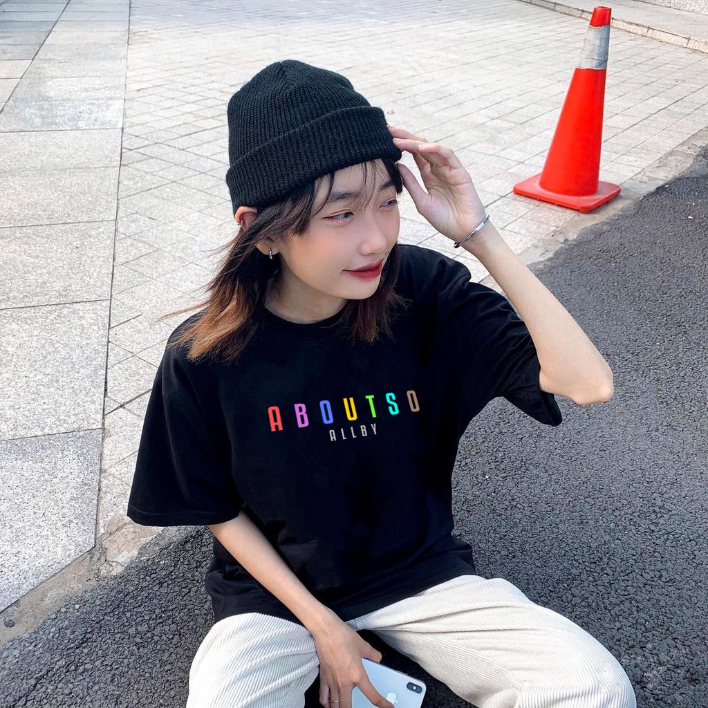 Áo thun nam nữ Allby ABOUTSO , Áo phông tay lỡ Unisex form rộng vải cotton - GW Shop