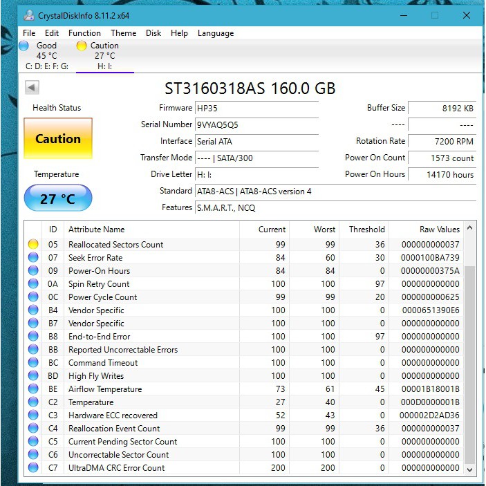 HDD PC Caution 500gb 320gb 250gb 160gb 80gb ổ báo caution nhưng vẫn cài được win hoặc để trống lưu dữ liệu ok