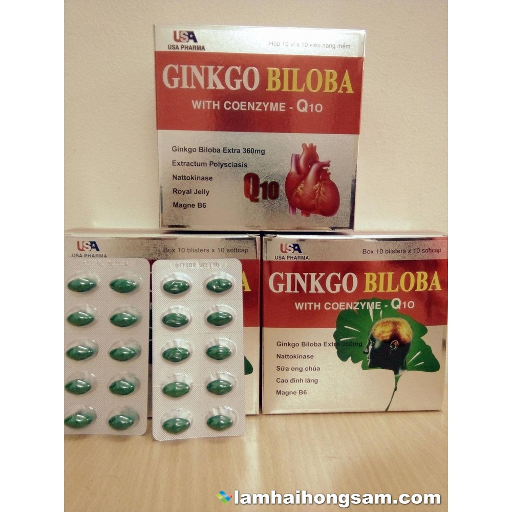 Hoạt Huyết Dưỡng Não Ginkgo Biloba With Coenzyme Q10 - Ginkgo Biloba Q10 - Bổ Sung Dưỡng Chất Cho Não - Hộp 100 Viên