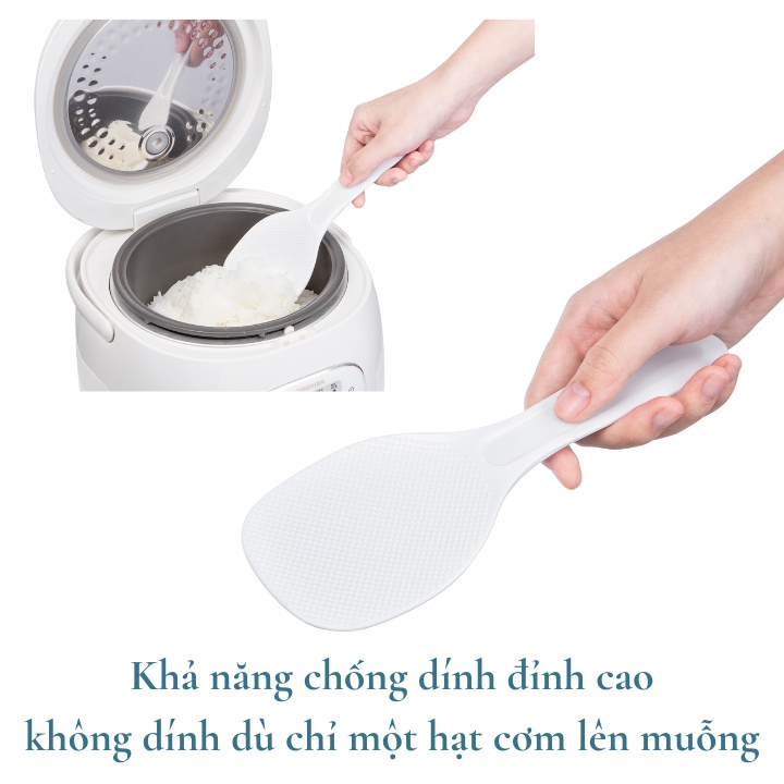 Muỗng xới cơm chống dính, đế tự đứng Inochi Sendai Nhật Bản, an toàn tuyệt đối, môi vá mui xúc cơm Vạn Phúc