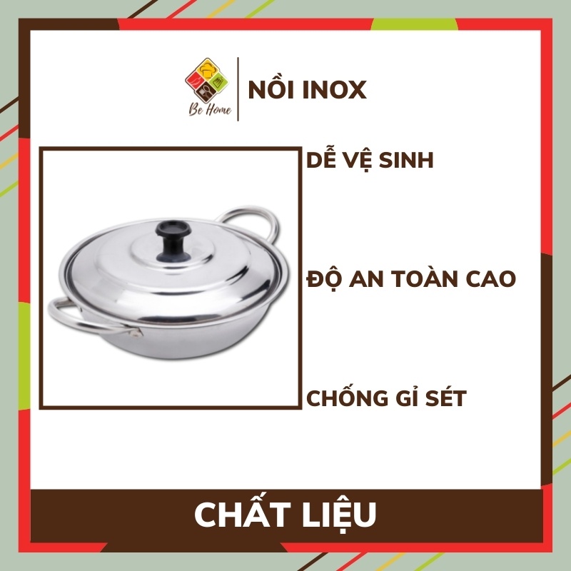 Nồi lẩu inox BEHOME Nồi nấu lẩu Nồi lẩu vung inox  - Nấu được Bếp Từ Làm Nóng Cực Nhanh - Đa Năng [TẶNG BỘ MUÔI MÚC]