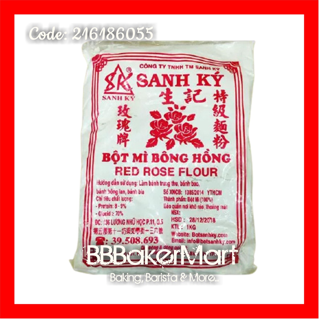 Bột mì Bông Hồng ĐỎ hiệu SANH KÝ - Gói 1kg