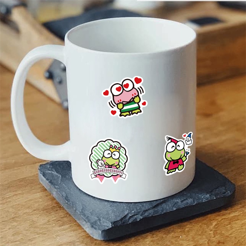 Bộ 50 Miếng Dán Trang Trí Hành Lý / laptop / Vali Hình Ếch Mắt To Kiểu graffiti Hoạt Hình Chống Thấm Nước Không Có Nhãn Dán DIY