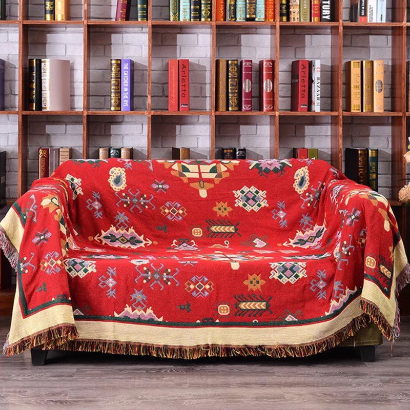 Thảm vintage thổ cẩm phủ sofa đa năng