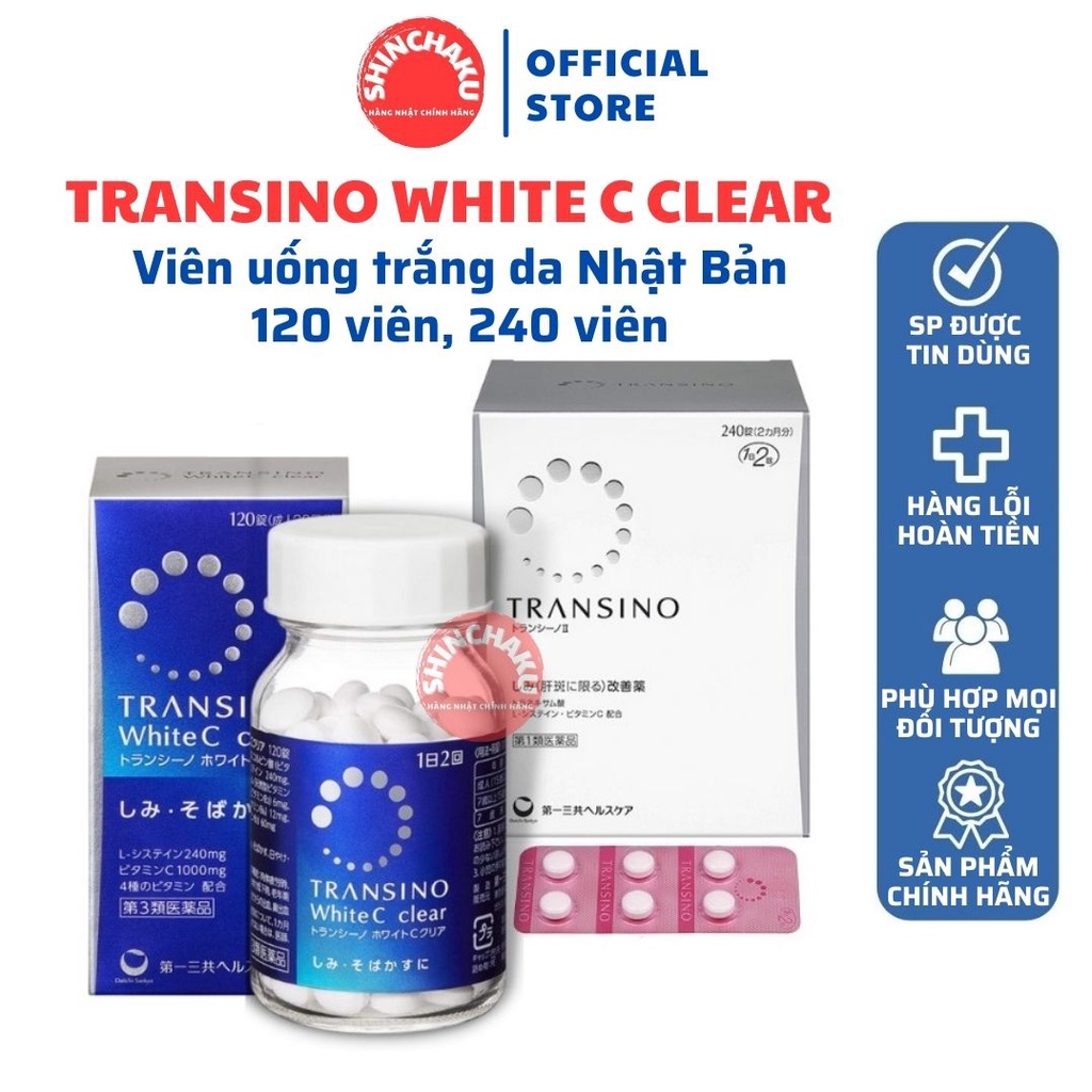 Viên uống trắng da Transino White C Clear Nhật Bản