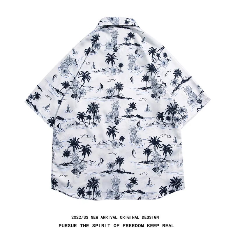 Áo Sơ Mi Tay Ngắn Dáng Rộng Phong Cách Hawaii Thời Trang Mùa Hè Cho Nam Giới Size M-3XL