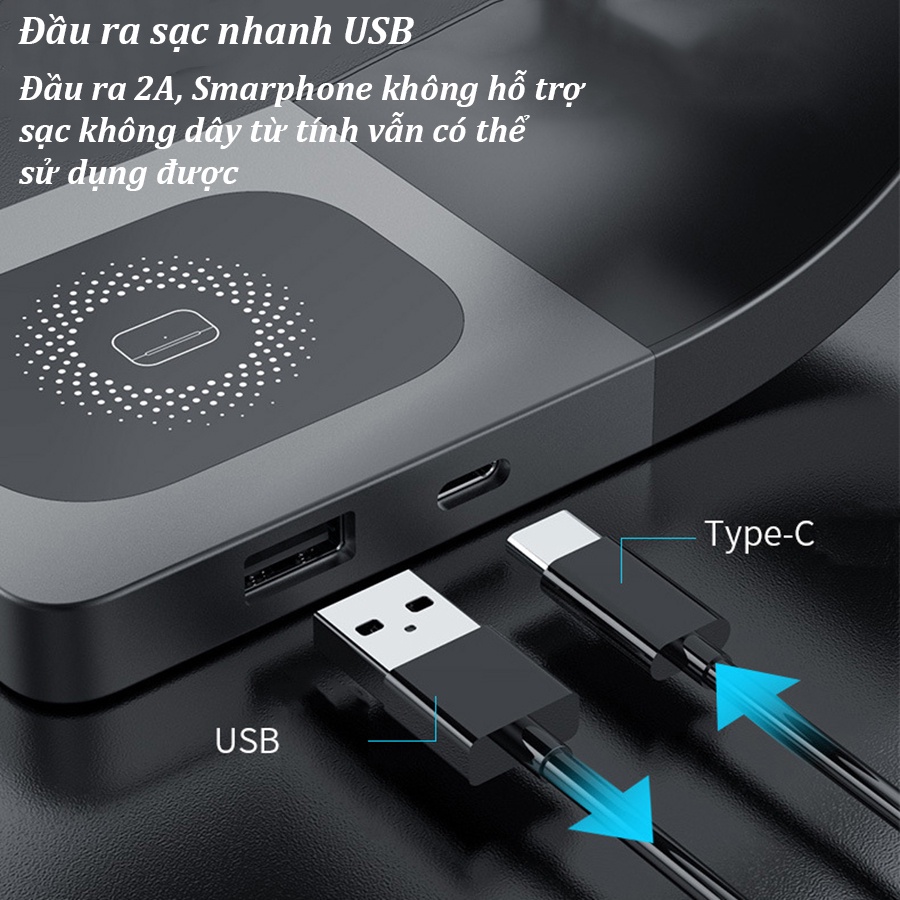 Đế sạc nhanh không dây đa năng 4in1 LFX178 15W sạc cho tất cả các loại máy có hỗ trợ sạc không dây