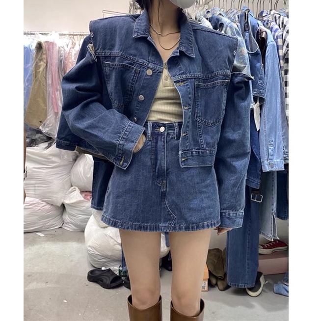 Chân Váy Jean Ngắn Chữ A LSEOUL CV0587 Trẻ Trung Năng Động