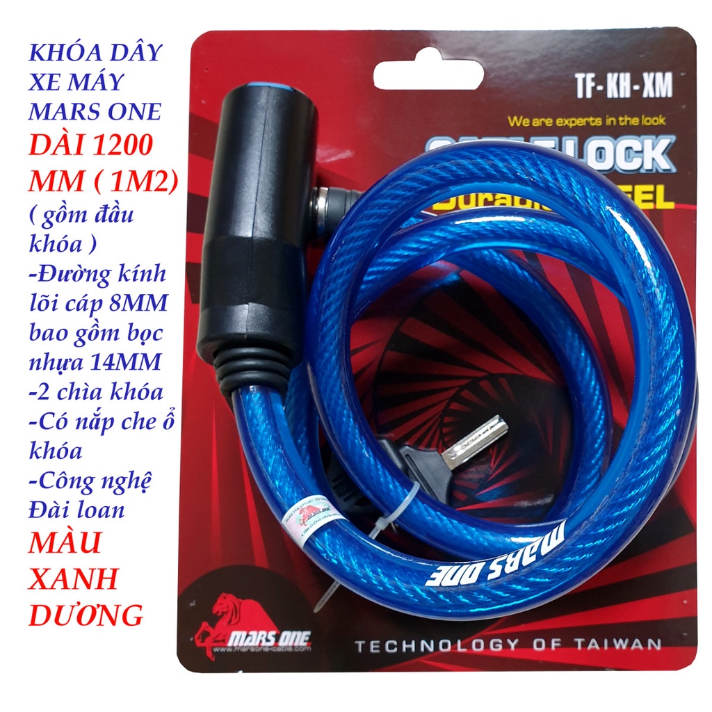 Khóa dây xe máy 1M2 Mars One TF-XH-XM ( nhiều màu )