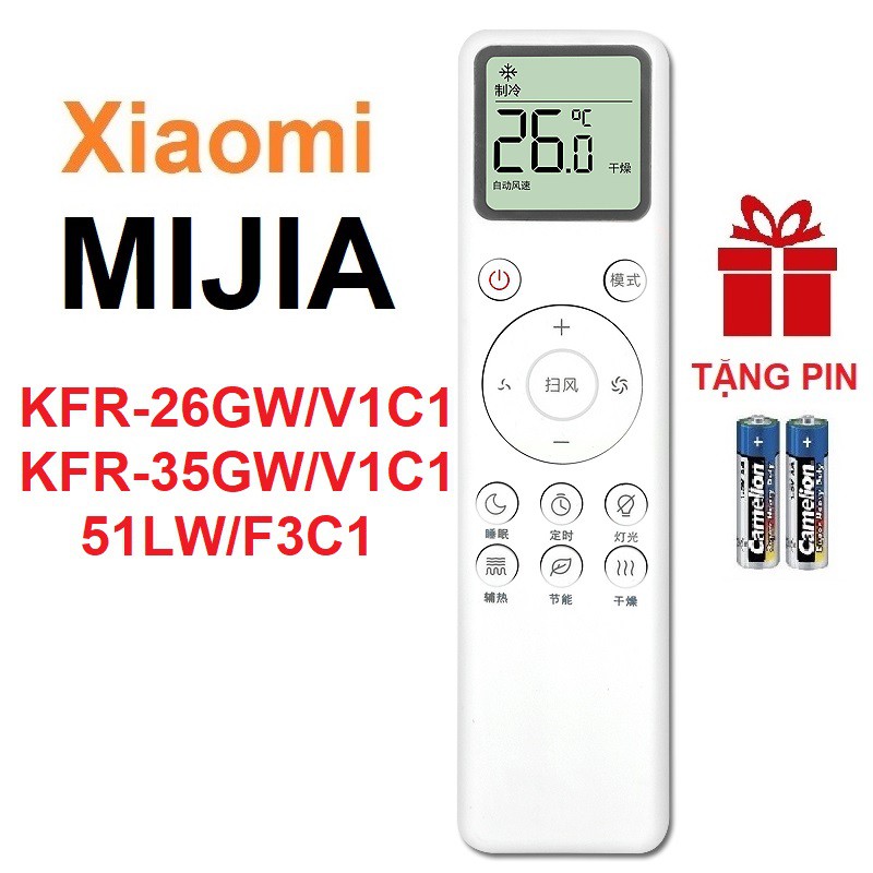 Remote Điều Khiển Máy Lạnh Máy Điều Hòa XIAOMI MIJIA (KFR-26GW/V1C1 KFR-35GW/V1C1 51LW/F3C1 - TẶNG PIN)