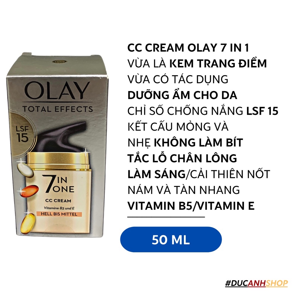 (Hàng nội địa Đức) Kem nền CC Cream Olay Total Effects Hell Bis Mitel 7in1 50ml