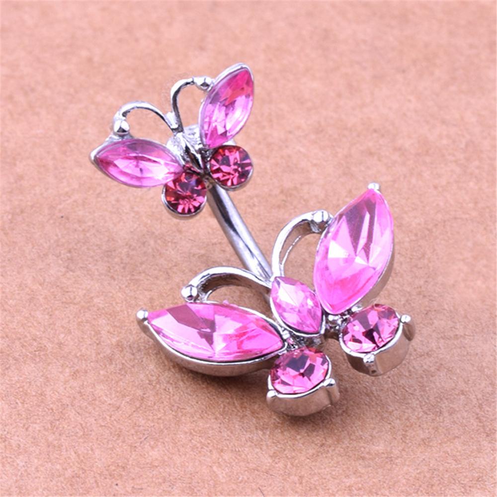 Khuyên Rốn 14G Đính Đá Tím Hồng Xanh Lam Cho Nữ