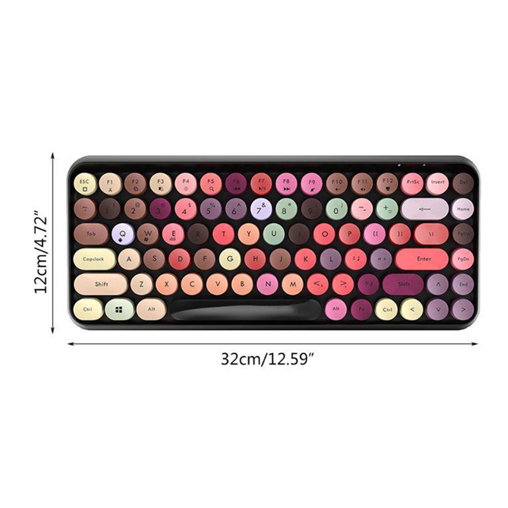 Bàn phím Bluetooth không dây 308i 84 phím kiểu retro dễ thương cho điện thoại/máy tính bảng