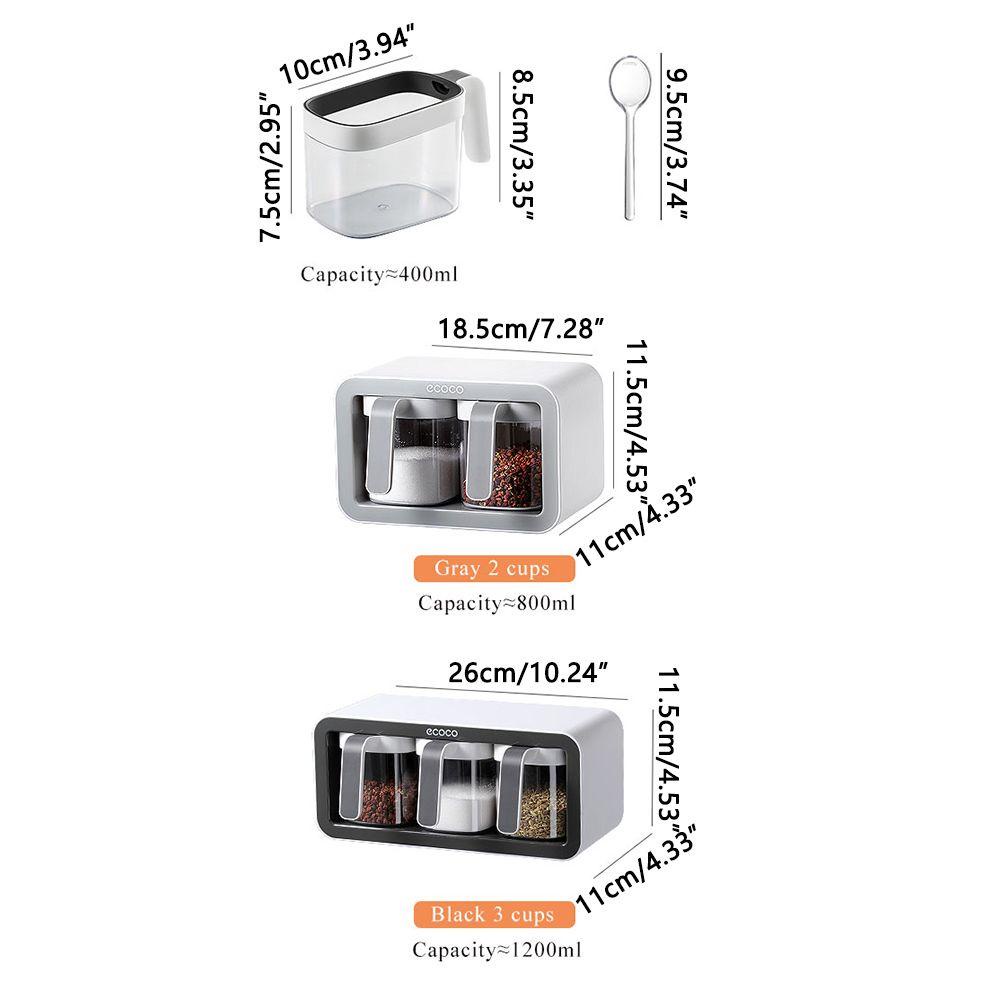 CONOPERY Hộp Đựng Gia Vị Nhiều Ngăn Kèm Muỗng Tiện Dụng Cho Nhà Bếp