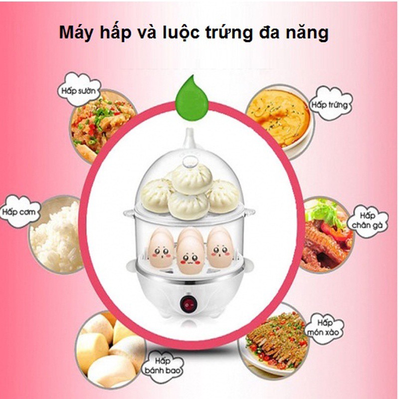 Máy luộc trứng và hấp thực phẩm Mini Egg - 2 tầng - pa-618