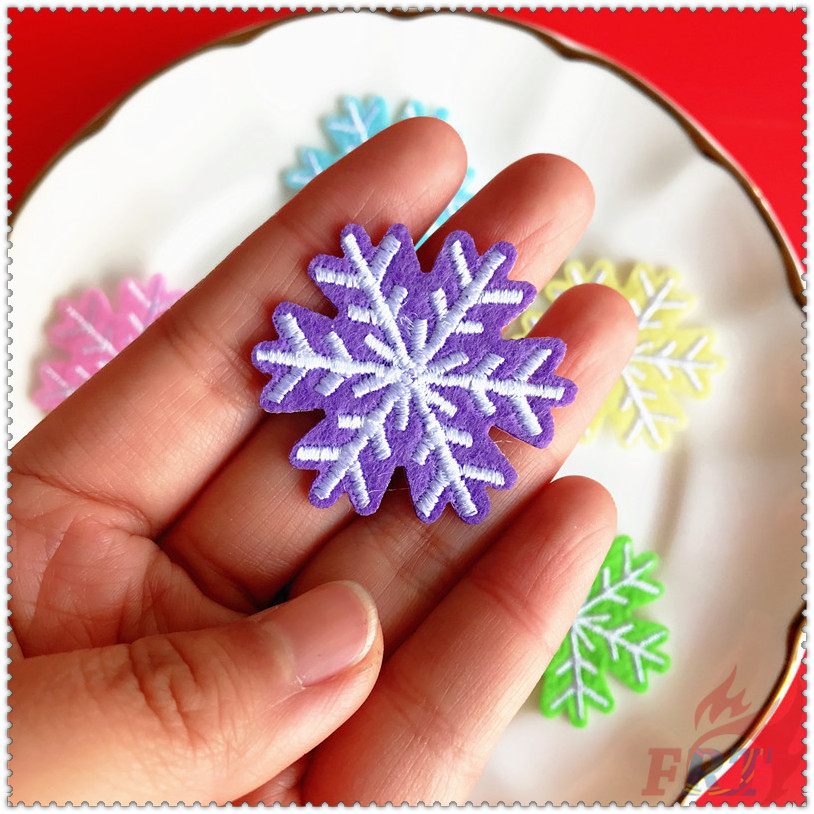 Miếng dán ủi thêu quần áo hình bông tuyết nhiều màu sắc