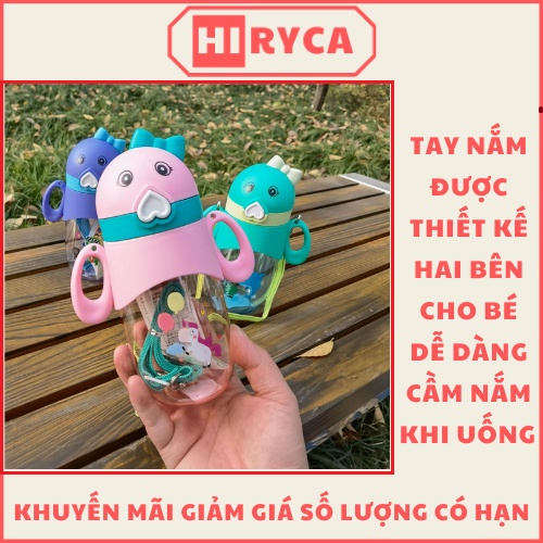 Bình uống nước cho bé, bình nước trẻ em đi học có ống hút cute dễ thương HI.RYCA BNTE01