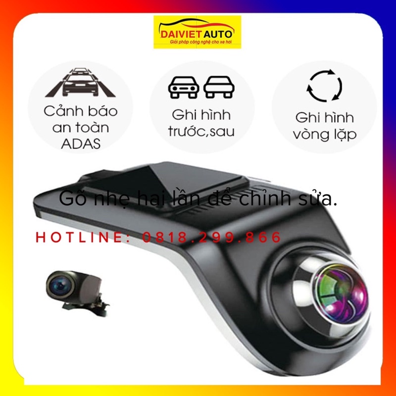 Bộ Camera Hành Trình Trước Và Sau Dùng Cho Xe Ô Tô Sử Dụng Màn Hình DVD Android -U5 | Đại Việt Auto