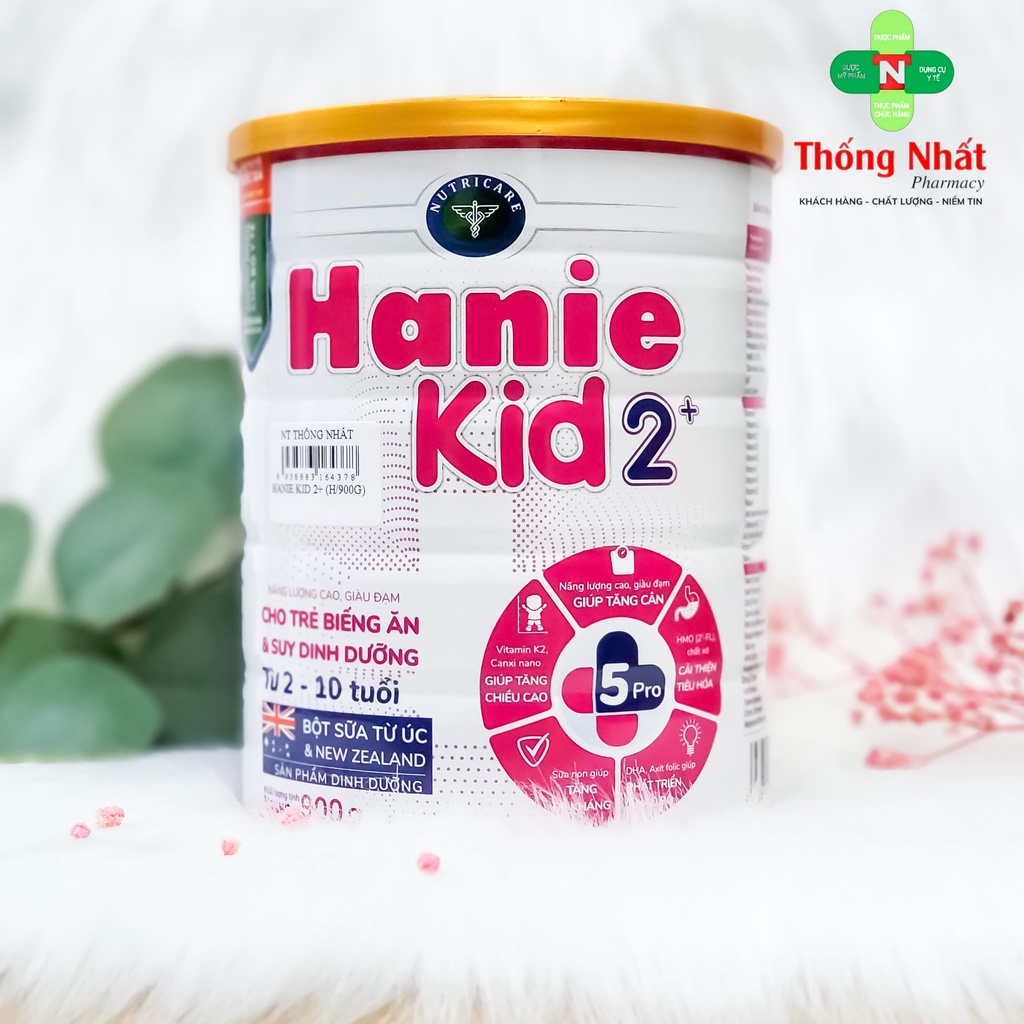 Hanie Kid 2+ Sữa Bột Cho Bé Biếng Ăn, Suy Dinh Dưỡng Hộp 900gram