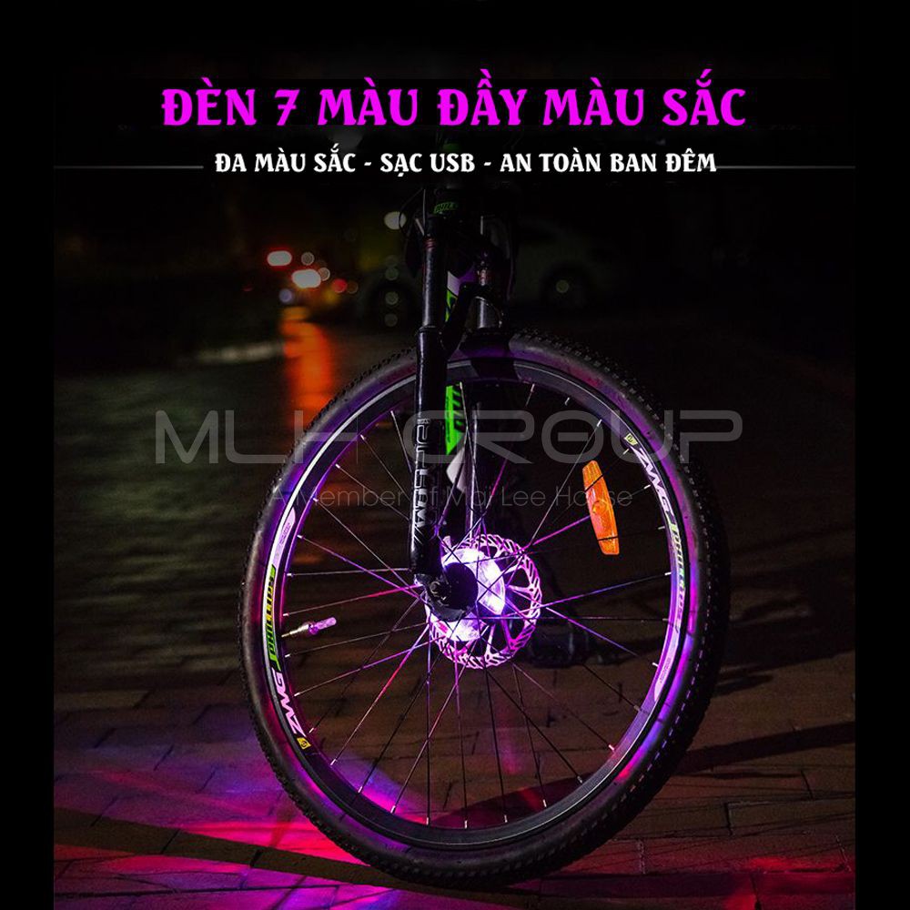 Đèn Led Gắn Bánh Xe Đạp Neon 7 Màu  Có Sạc Điện USB Chống Nước MLH Chất Lượng Cao