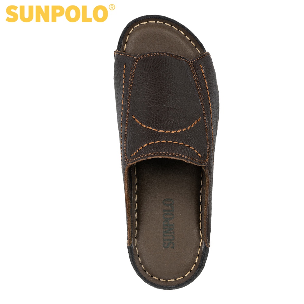 Dép quai ngang nam da bò SUNPOLO DQN35