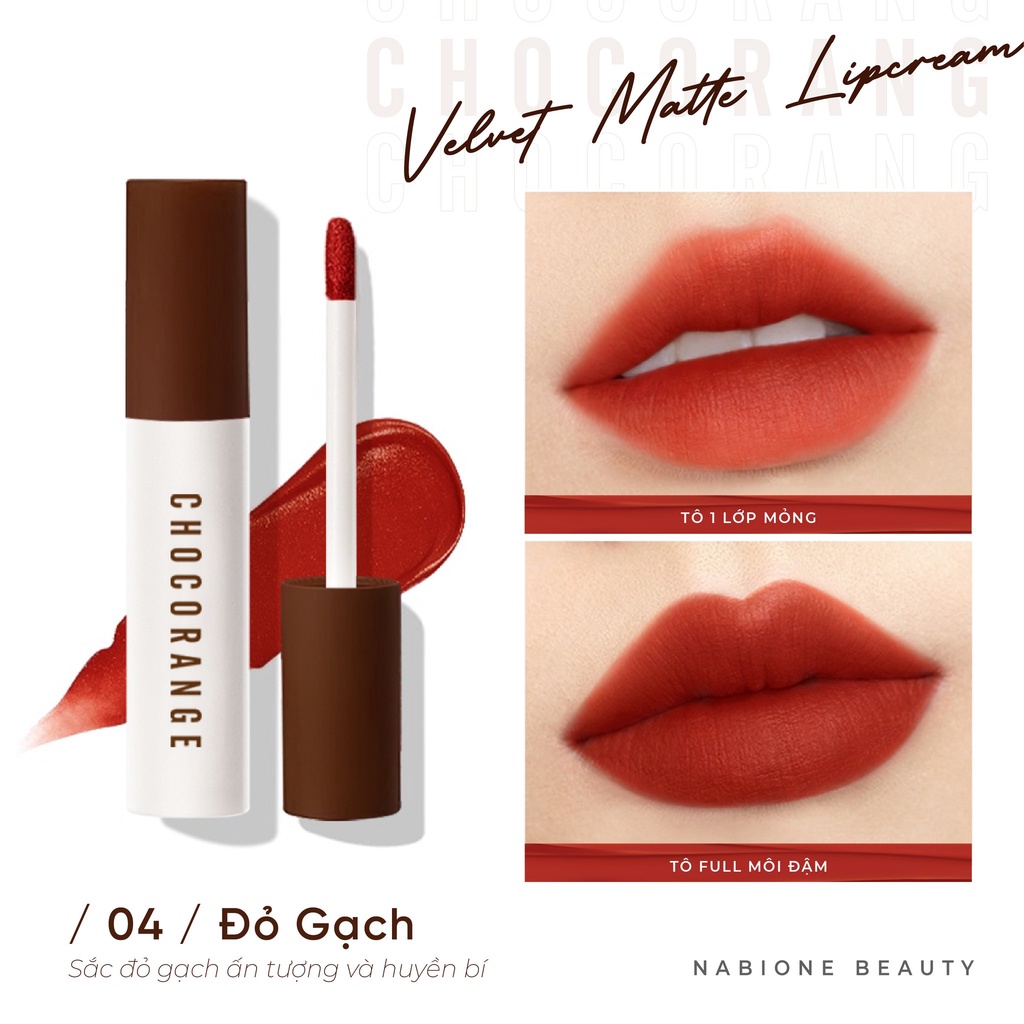 Son kem Chocorange mịn siêu lì, màu đỏ gạch 04