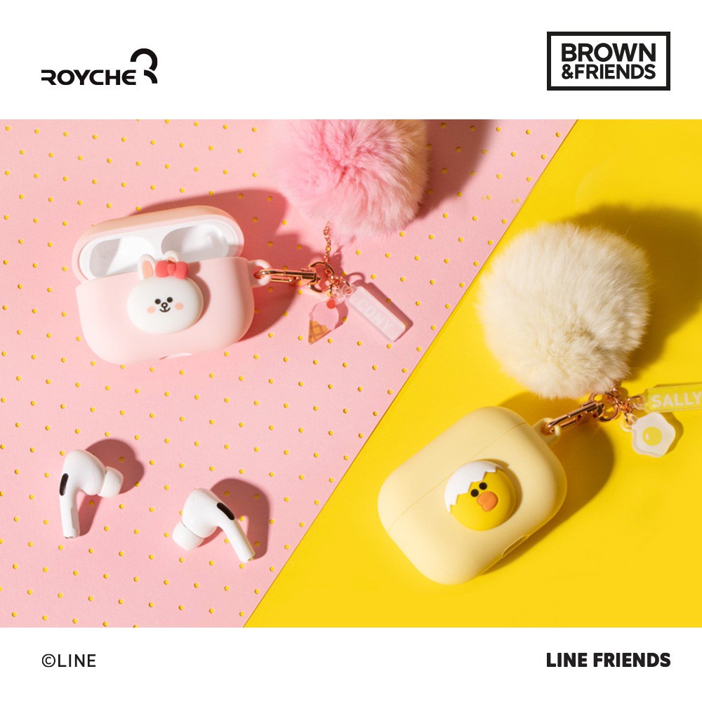 LINE FRIENDS Vỏ Bảo Vệ Hộp Đựng Tai Nghe AirPods Pro MINI Hình Gấu Pom-Pom Dễ Thương