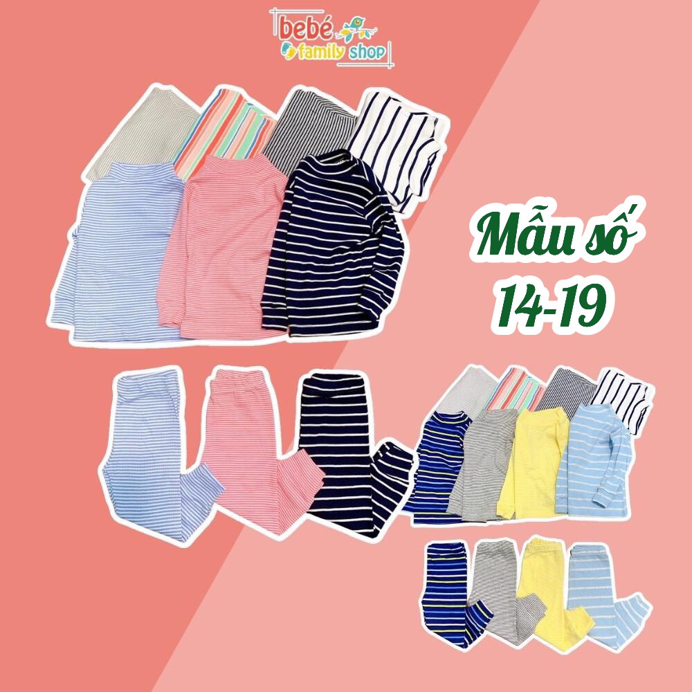Set đồ bộ dài tay cho bé trai, bé gái thu đông từ 1 tuổi - 6 tuổi, kẻ sọc, cổ lọ, chất thun borip - STS bebefamilyshop