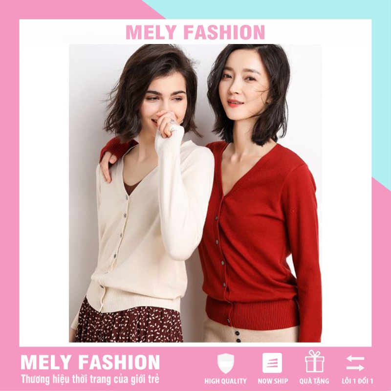 Áo khoác len Cardigan nữ mỏng cổ chữ V hàng Quảng Châu cao cấp Mely Fashion AL04