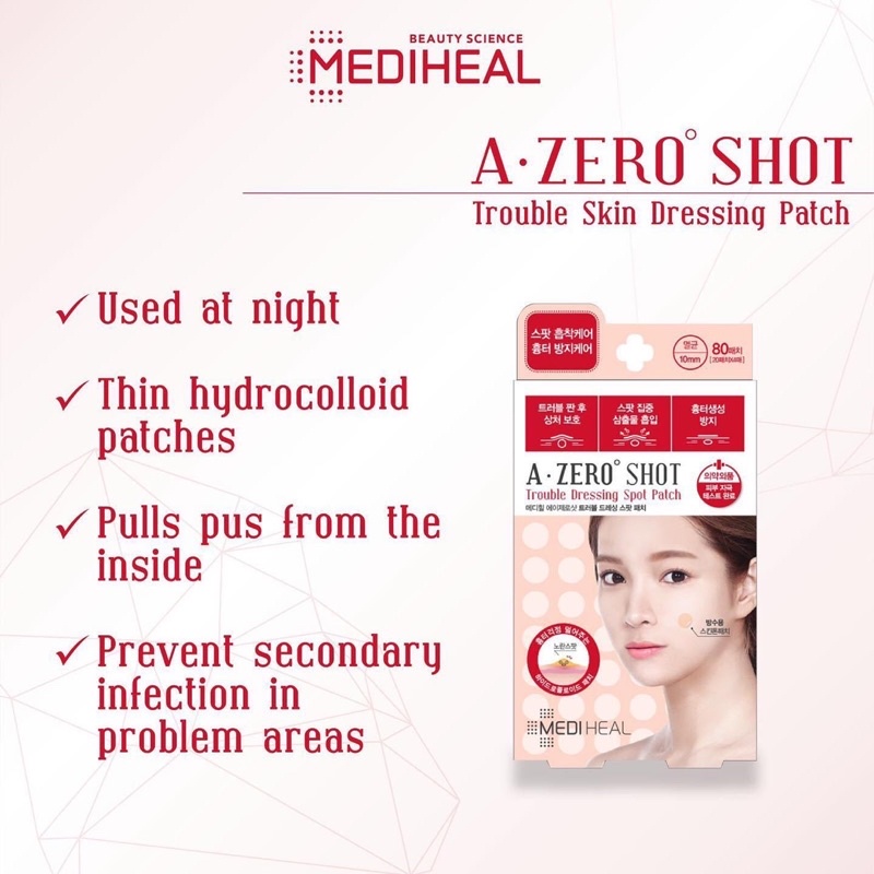 Miếng dán mụn viêm, mụn sưng, mụn bọc, mụn mủ Mediheal A Zero Shot Trouble Dressing Spot Patch LOVESKINCARE VN