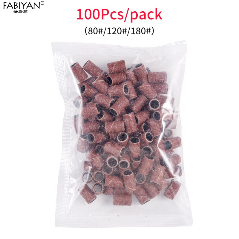Hộp 100 đầu giấy mài móng nhám FABIYAN mịn chuyên dụng