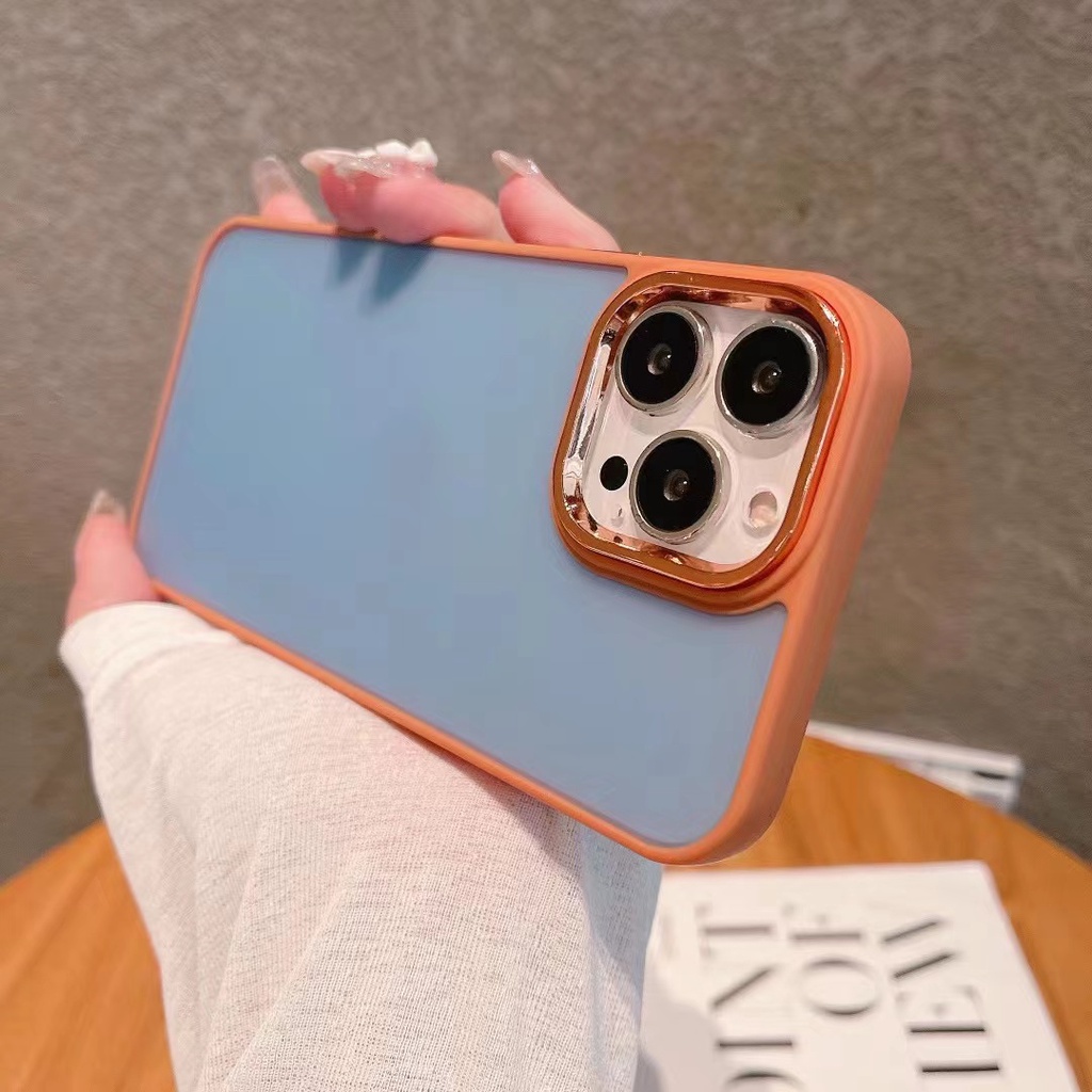 Ốp Điện Thoại Mạ Điện Chống Sốc Có Nút Kim Loại Cho iPhone 7 / 8 PLUS XS XR XSMAX 11 12 13 promax