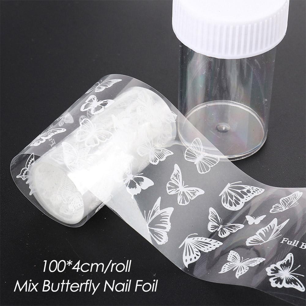 Miếng Dán Trang Trí Móng Tay Họa Tiết Bướm 3D Nhiều Màu Trắng Đen