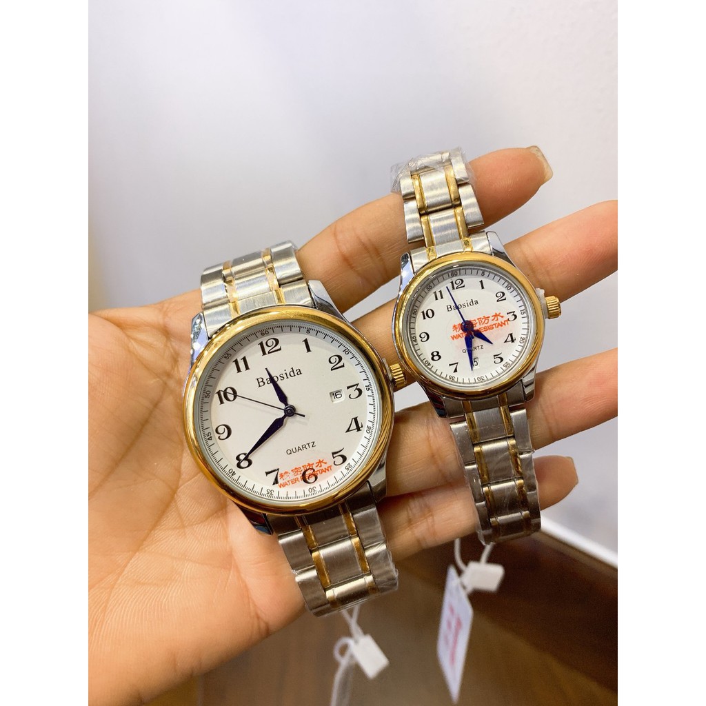 Gía 1 cặp đồng hồ nam nữ cặp đôi baosida size 38/30mm dây thép chống nước tuyệt đối