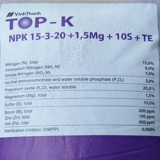 Phân NPK 15-3-20+TE  Nhập Khẩu Đức, Phân Tím Đức dùng Kali trắng chuyên dưỡng hoa, nuôi trái